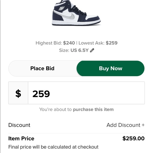 Jordan 1 Retro High CO Japan Midnight Navy (GS) - Picture 7 of 9